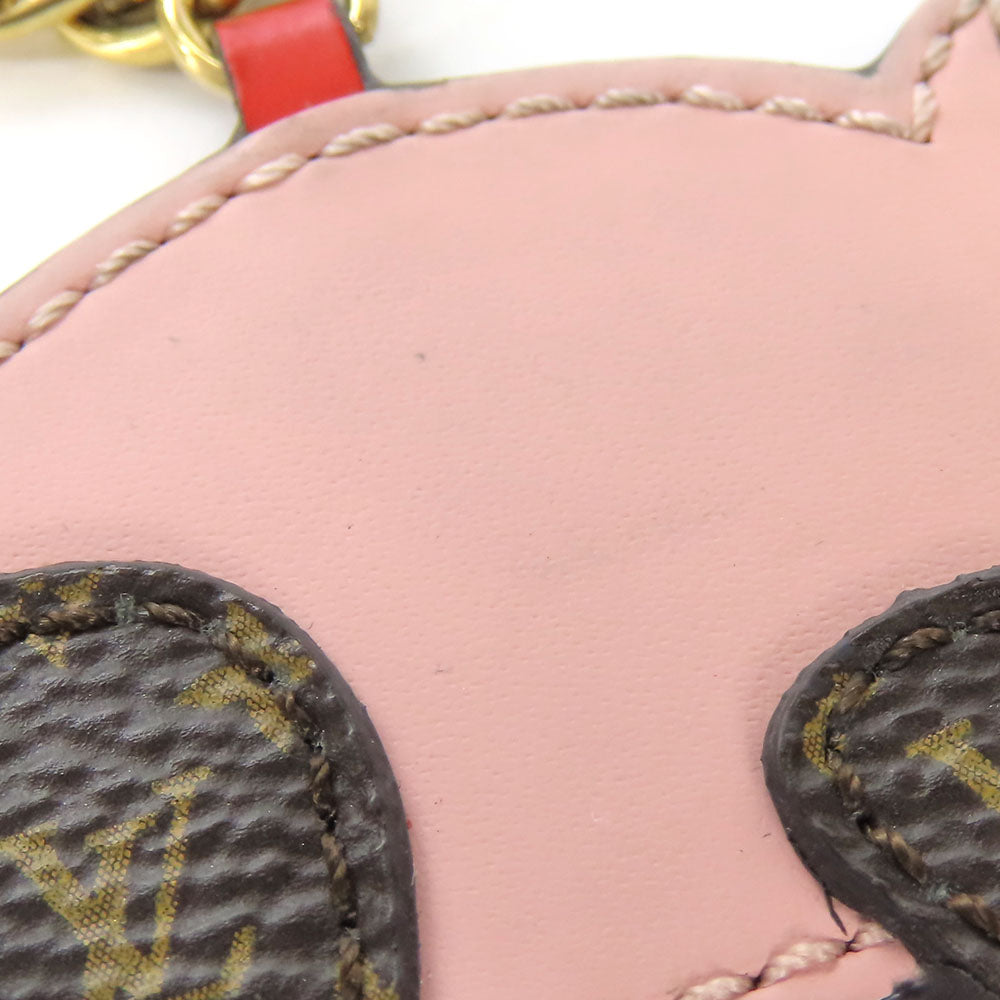 LOUIS VUITTON key ring M67402 Monogram, Leather pink Pig Portocre Super Station Women Used Authentic