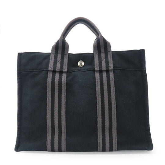 HERMES Handbag canvas black Fool ToePM unisex(Unisex) Used Authentic