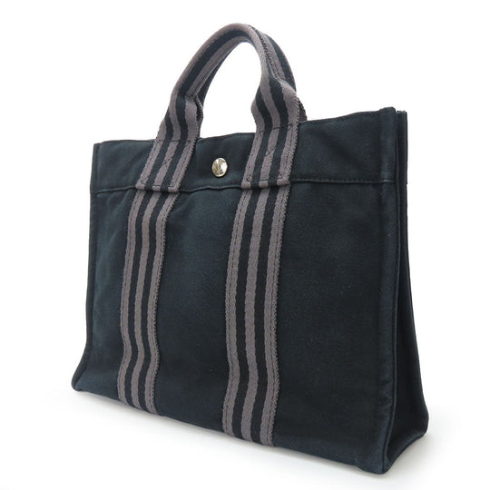 HERMES Handbag canvas black Fool ToePM unisex(Unisex) Used Authentic