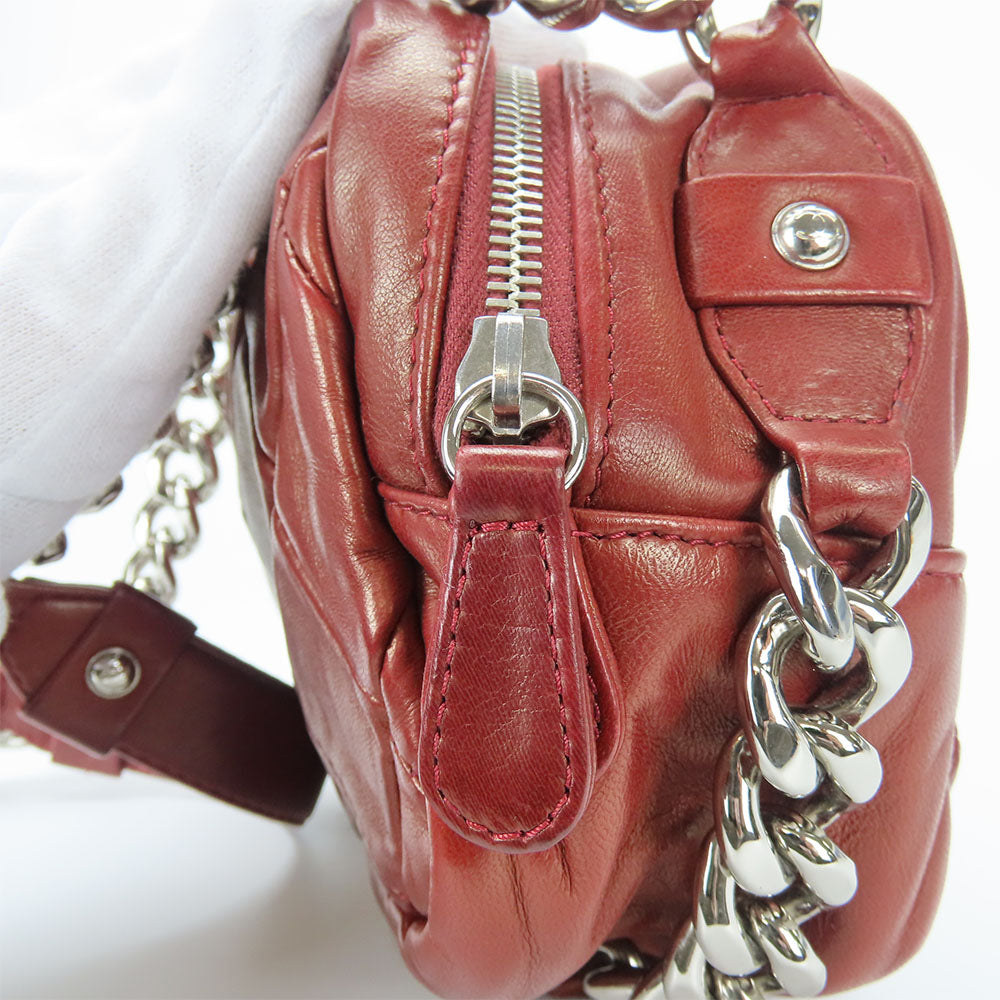 CHANEL Shoulder Bag lambskin Bordeaux quilting Women Used Authentic