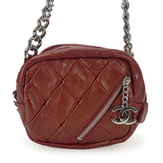 CHANEL Shoulder Bag lambskin Bordeaux quilting Women Used Authentic