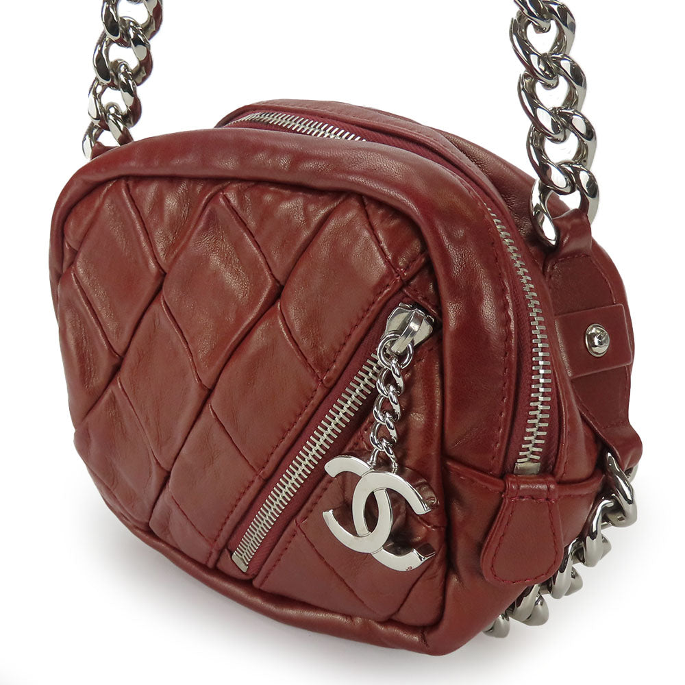 CHANEL Shoulder Bag lambskin Bordeaux quilting Women Used Authentic
