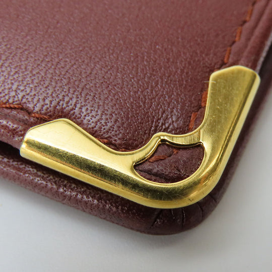 CARTIER Bifold Wallet Calfskin Bordeaux Must Line Women Used Authentic