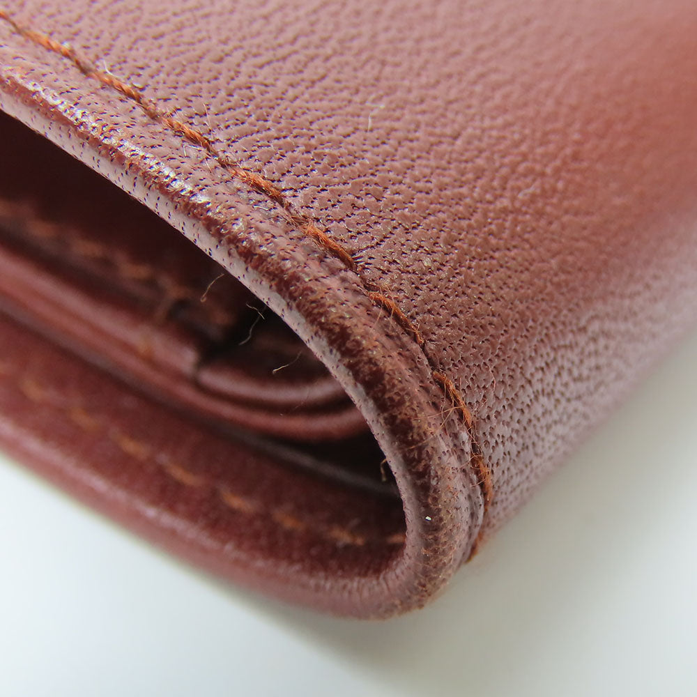 CARTIER Bifold Wallet Calfskin Bordeaux Must Line Women Used Authentic