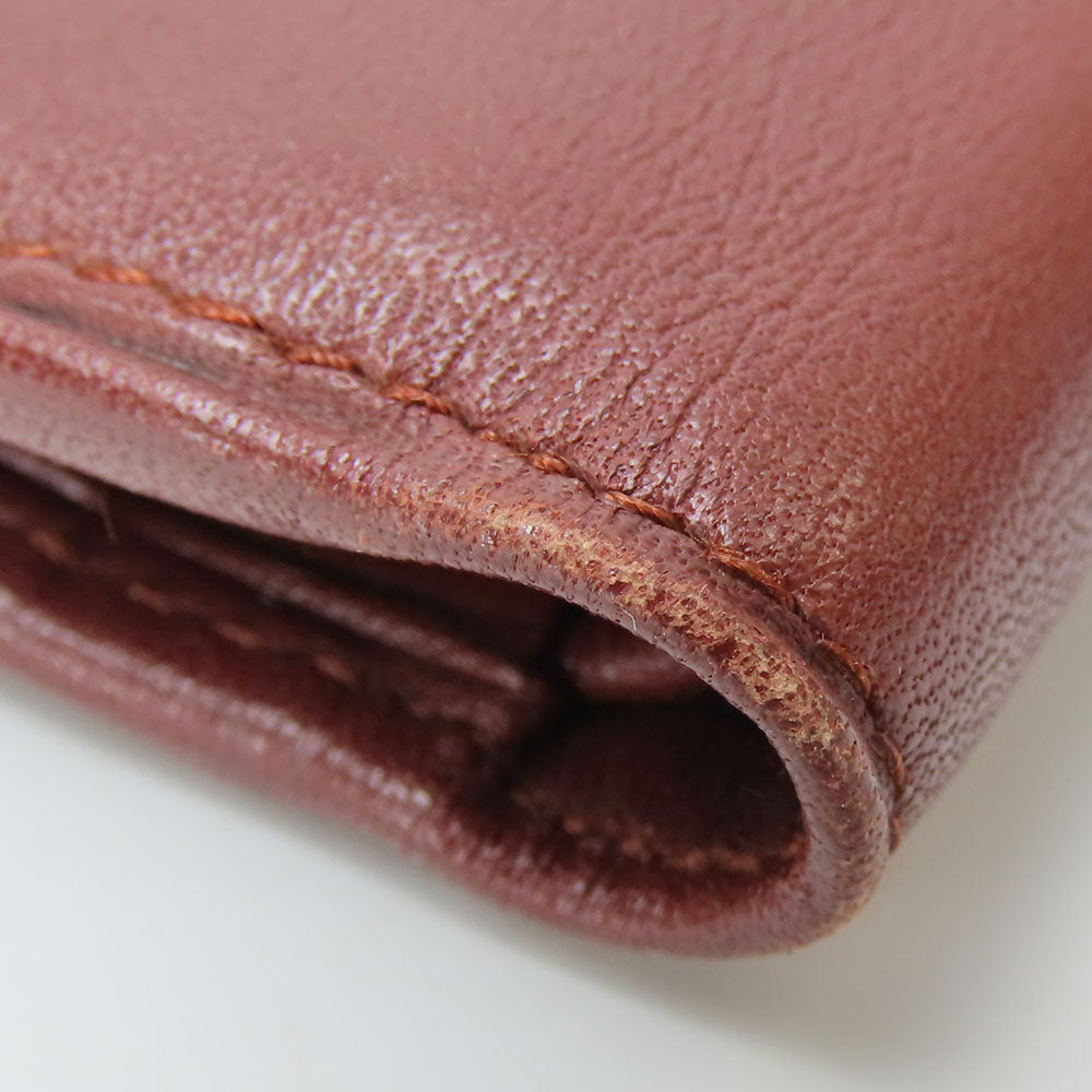 CARTIER Bifold Wallet Calfskin Bordeaux Must Line Women Used Authentic