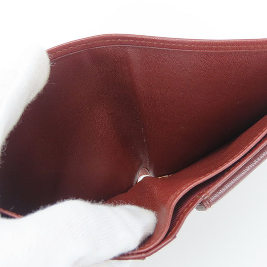 CARTIER Bifold Wallet Calfskin Bordeaux Must Line Women Used Authentic
