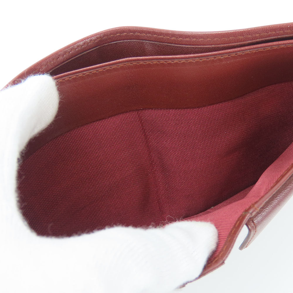CARTIER Bifold Wallet Calfskin Bordeaux Must Line Women Used Authentic