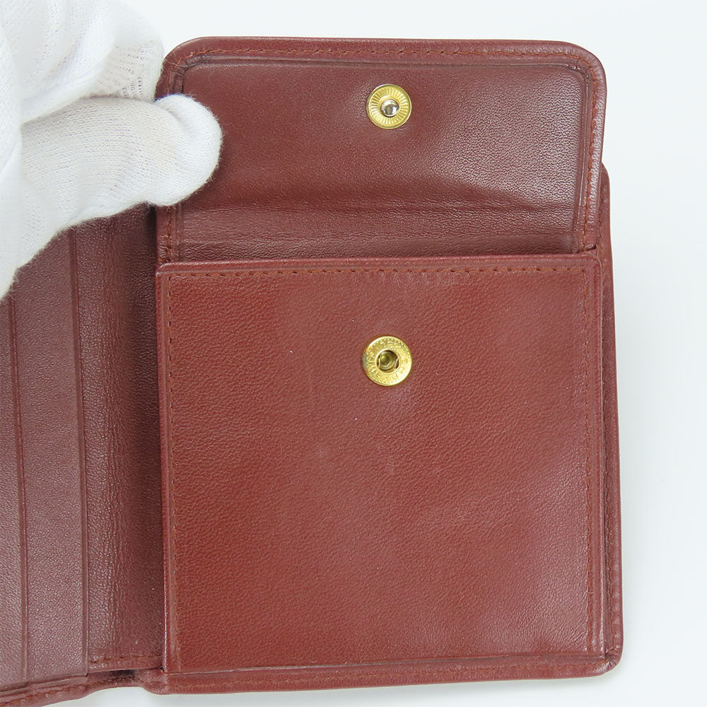CARTIER Bifold Wallet Calfskin Bordeaux Must Line Women Used Authentic