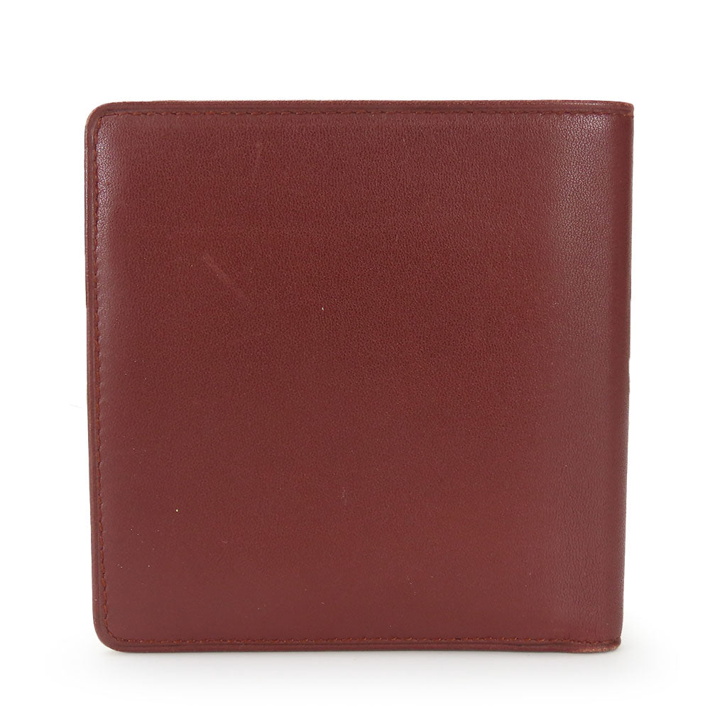 CARTIER Bifold Wallet Calfskin Bordeaux Must Line Women Used Authentic