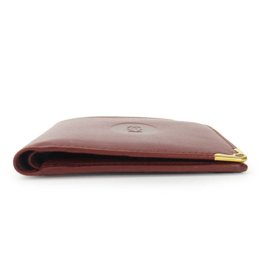 CARTIER Bifold Wallet Calfskin Bordeaux Must Line Women Used Authentic