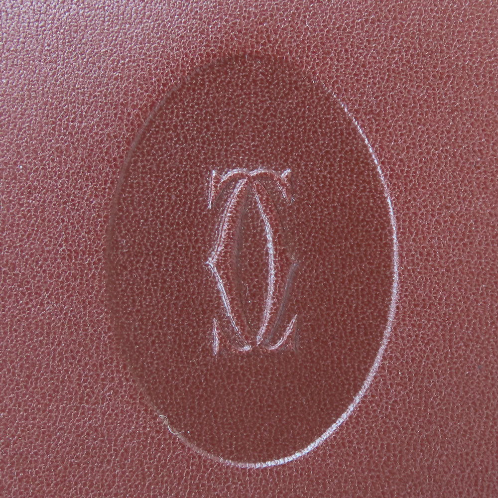 CARTIER Bifold Wallet Calfskin Bordeaux Must Line Women Used Authentic
