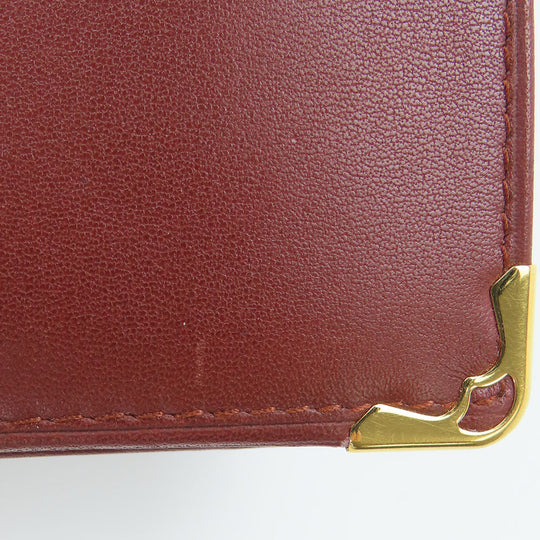 CARTIER Bifold Wallet Calfskin Bordeaux Must Line Women Used Authentic