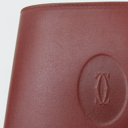 CARTIER Bifold Wallet Calfskin Bordeaux Must Line Women Used Authentic