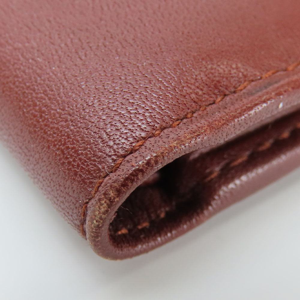 CARTIER Bifold Wallet Calfskin Bordeaux Must Line Women Used Authentic