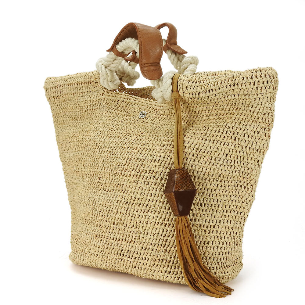 HELEN KAMINSKI Handbag Raffia, Leather beige Women Used Authentic