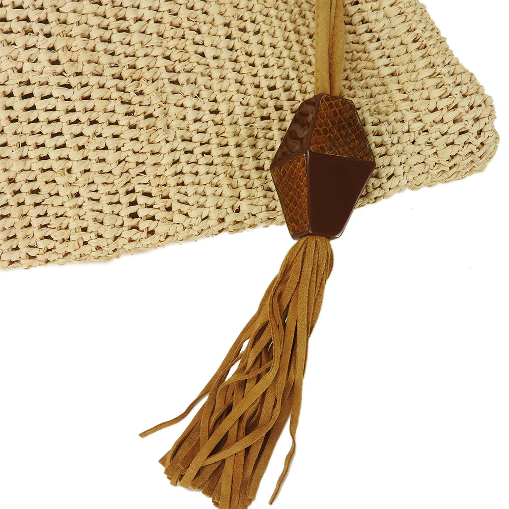 HELEN KAMINSKI Handbag Raffia, Leather beige Women Used Authentic