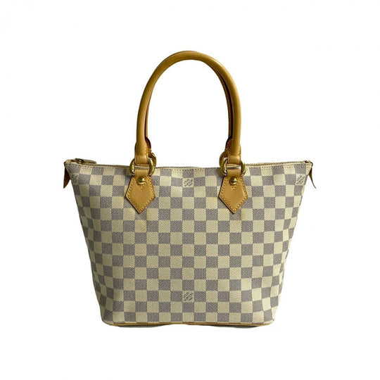 LOUIS VUITTON Handbag leather white Damier Azul Saleya PM