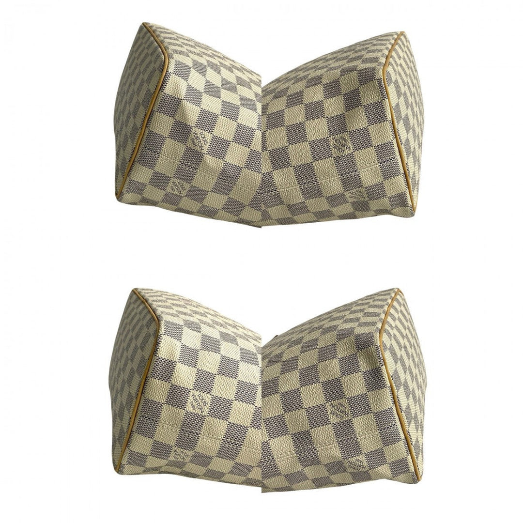 LOUIS VUITTON Handbag leather white Damier Azul Saleya PM