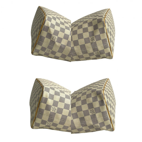 LOUIS VUITTON Handbag leather white Damier Azul Saleya PM