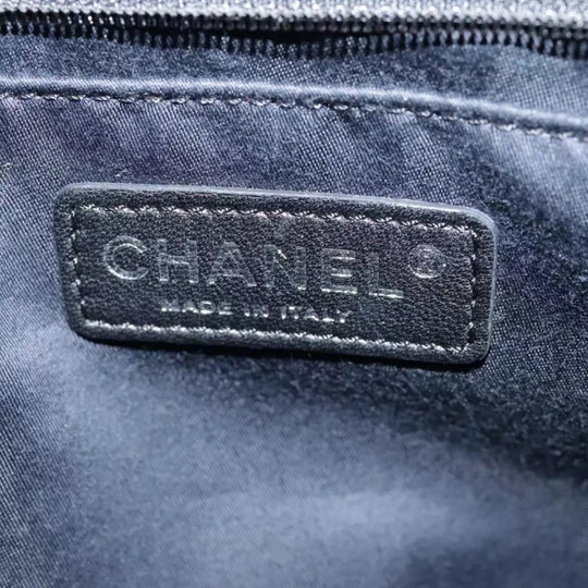 CHANEL Matelasse Chain Shoulder Bag Patent Leather Black Silver CC