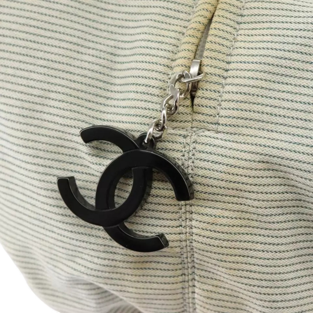 Chanel Handbag Canvas Green Silver CC Logo Bag