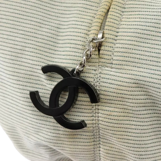 Chanel Handbag Canvas Green Silver CC Logo Bag