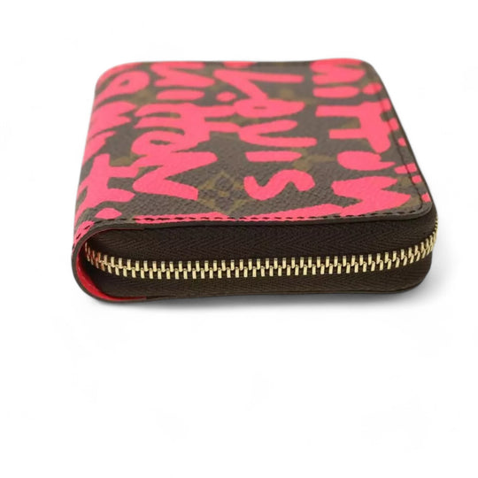 Louis Vuitton Monogram Graffiti Zippy Coin Purse Fuchsia Women's Wallet Brown Pink