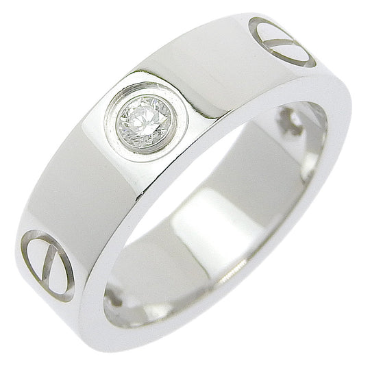 CARTIER Ring K18 White Gold, Diamond White gold Half diamond Love Ring Women 49 Used Authentic