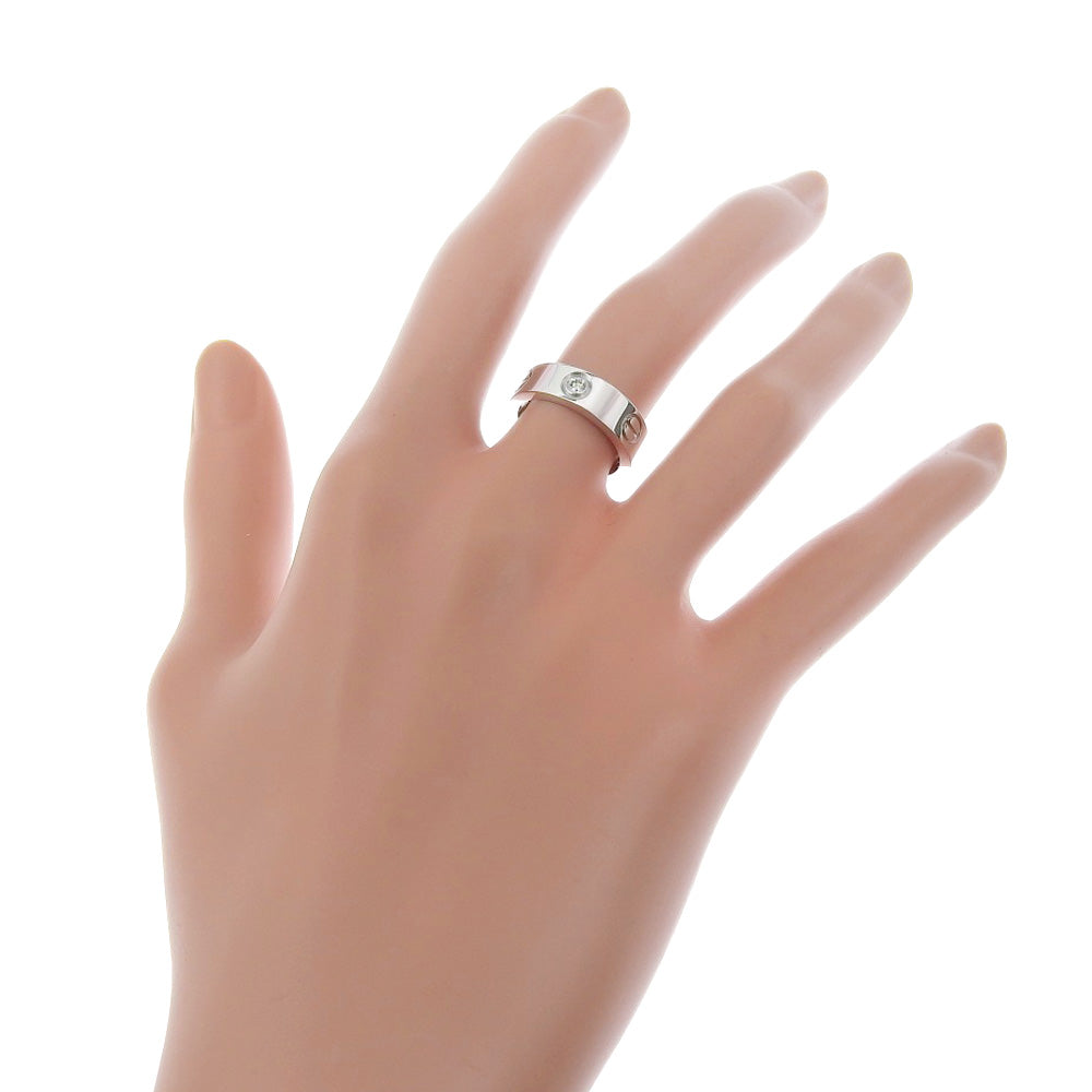 CARTIER Ring K18 White Gold, Diamond White gold Half diamond Love Ring Women 49 Used Authentic
