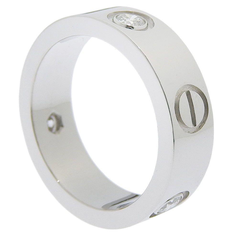 CARTIER Ring K18 White Gold, Diamond White gold Half diamond Love Ring Women 49 Used Authentic
