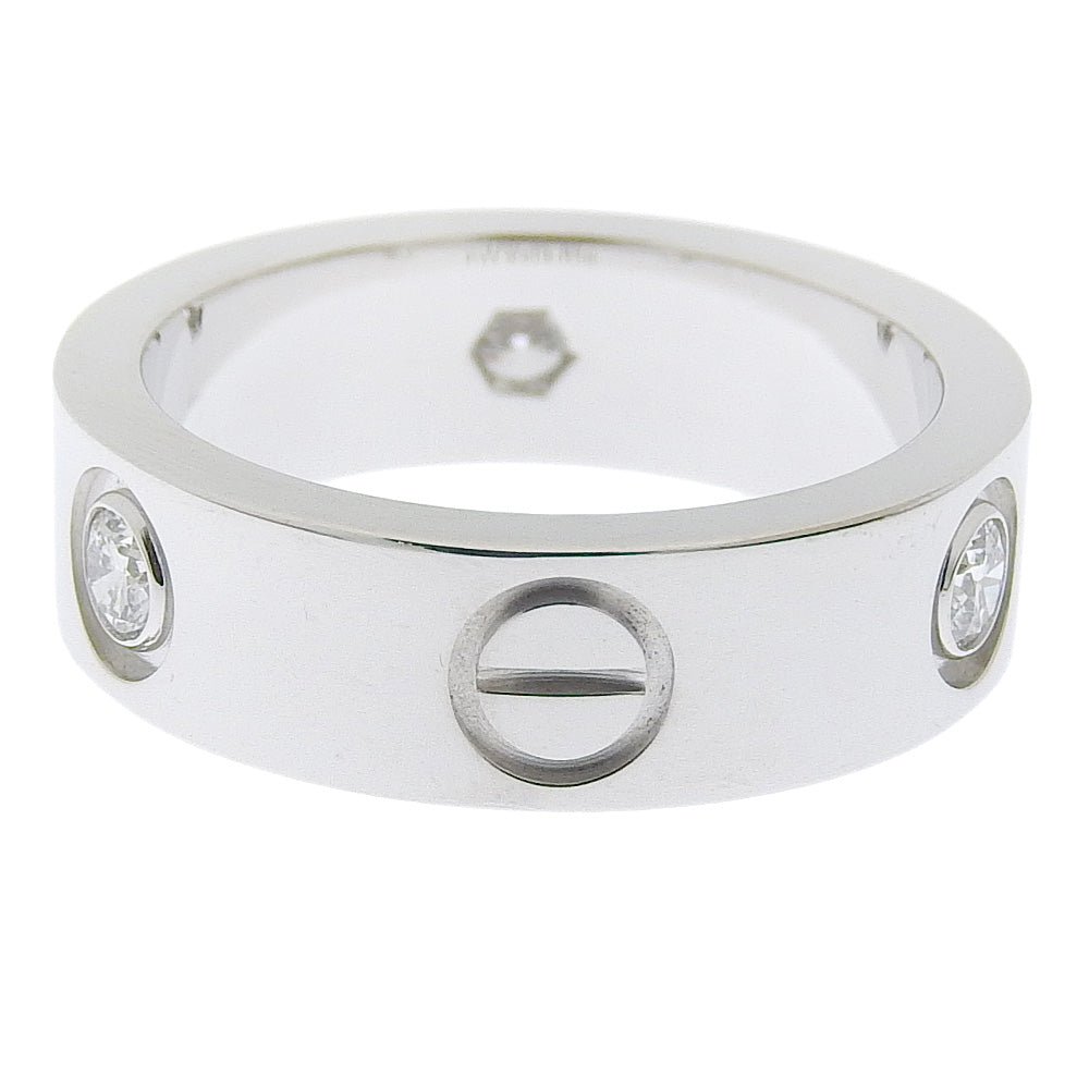 CARTIER Ring K18 White Gold, Diamond White gold Half diamond Love Ring Women 49 Used Authentic