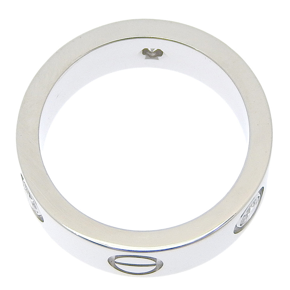 CARTIER Ring K18 White Gold, Diamond White gold Half diamond Love Ring Women 49 Used Authentic