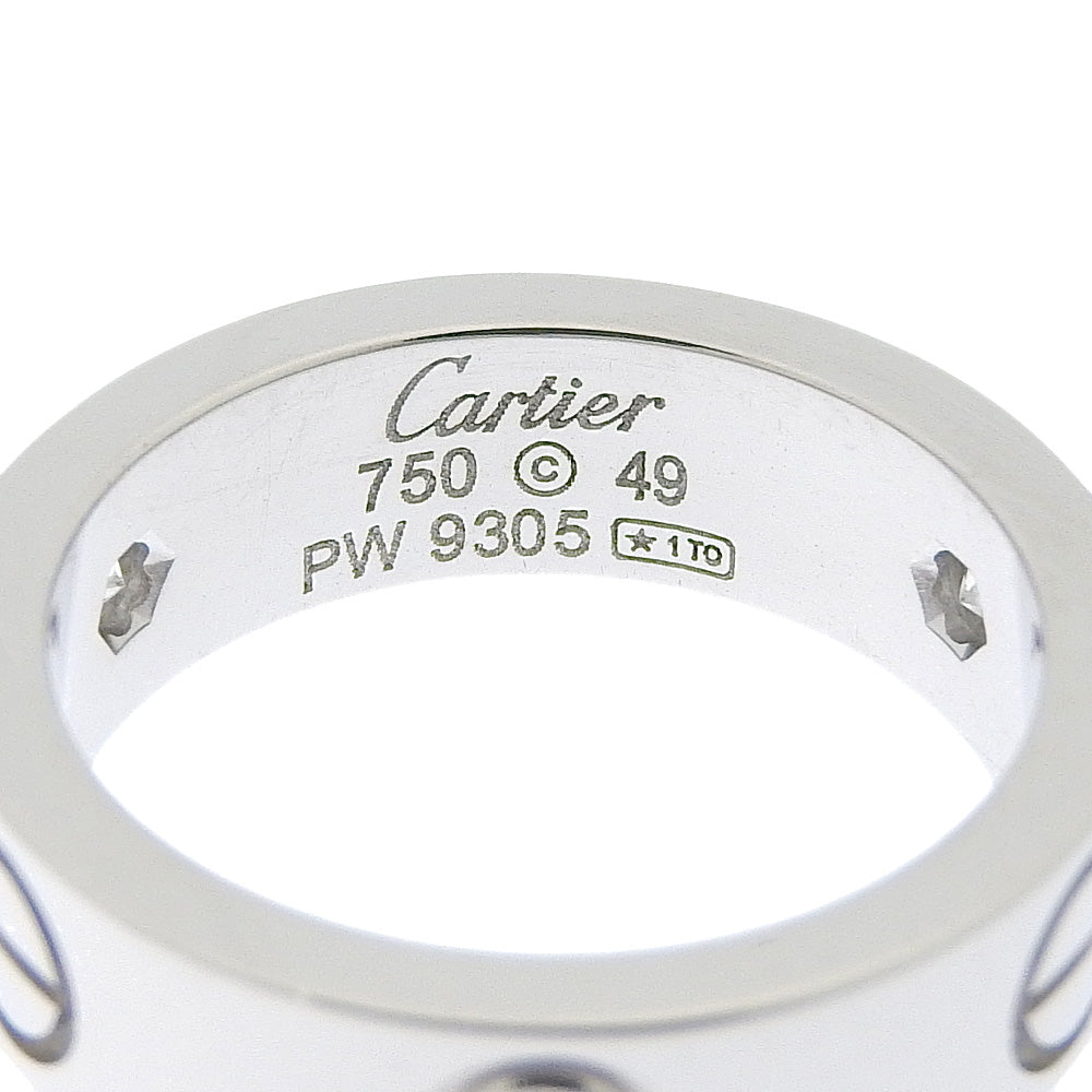 CARTIER Ring K18 White Gold, Diamond White gold Half diamond Love Ring Women 49 Used Authentic