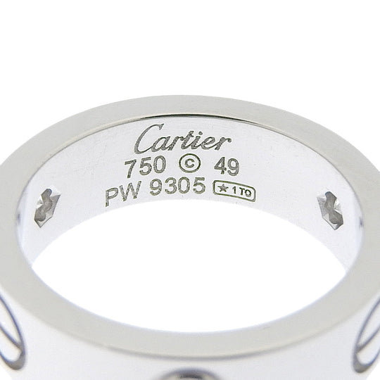 CARTIER Ring K18 White Gold, Diamond White gold Half diamond Love Ring Women 49 Used Authentic