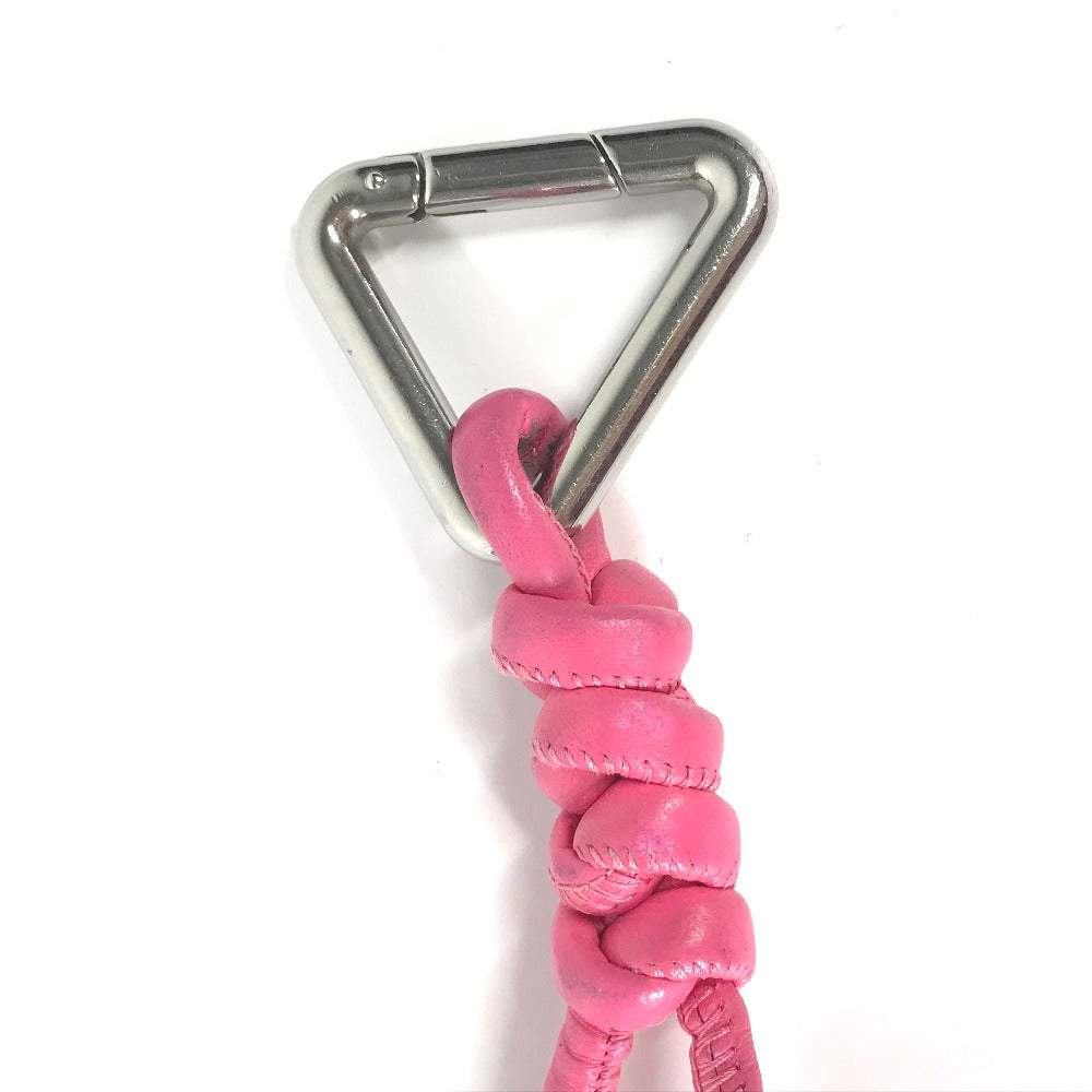 BOTTEGAVENETA key ring leather pink Triangle Women Used Authentic