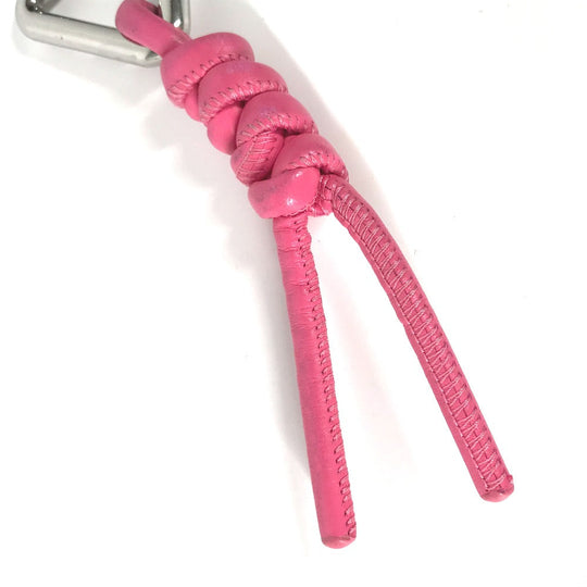 BOTTEGAVENETA key ring leather pink Triangle Women Used Authentic