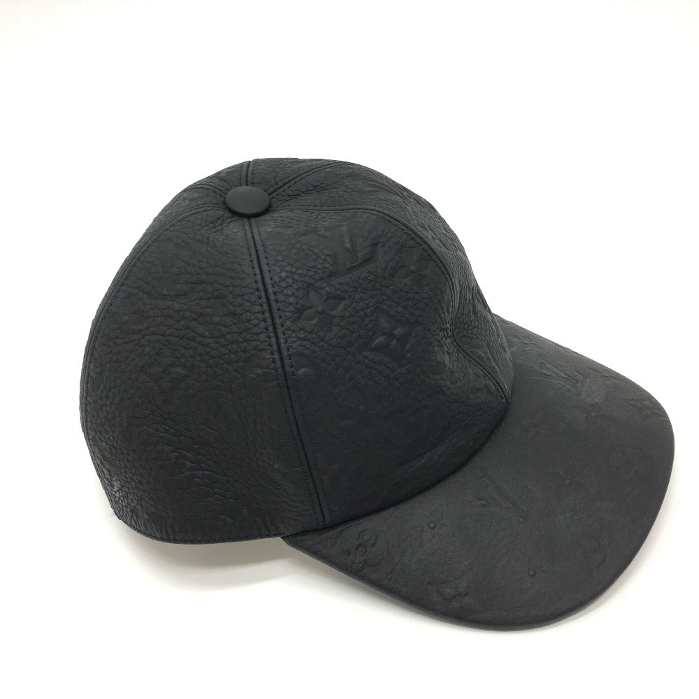 LOUIS VUITTON hat MP2605 Taurillon Clemence Leather black Monogram Newsboy cap 1.1 mens 58 Used Authentic