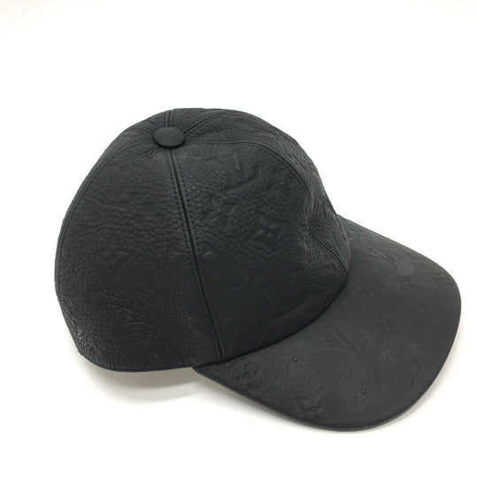 LOUIS VUITTON hat MP2605 Taurillon Clemence Leather black Monogram Newsboy cap 1.1 mens 58 Used Authentic