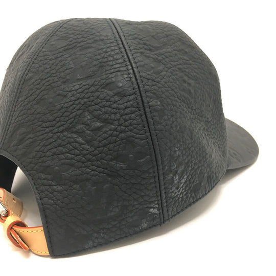 LOUIS VUITTON hat MP2605 Taurillon Clemence Leather black Monogram Newsboy cap 1.1 mens 58 Used Authentic