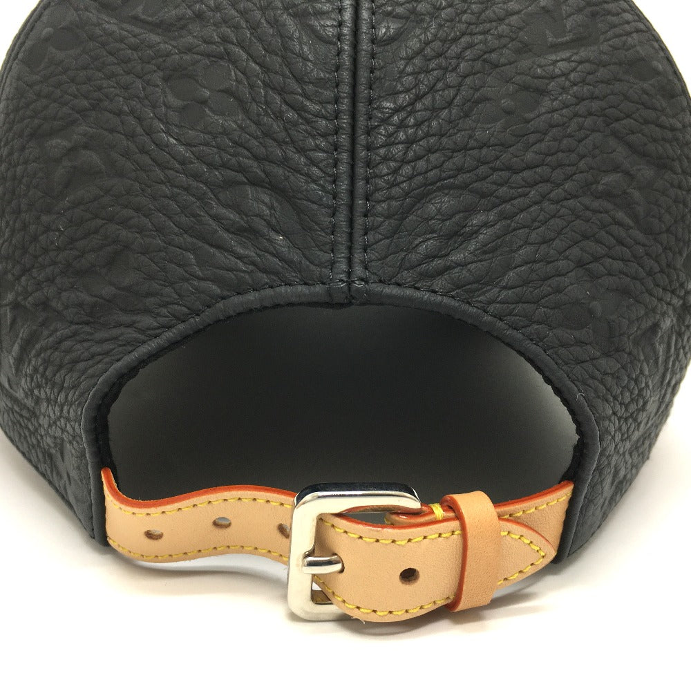 LOUIS VUITTON hat MP2605 Taurillon Clemence Leather black Monogram Newsboy cap 1.1 mens 58 Used Authentic