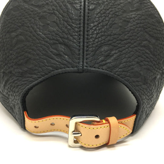 LOUIS VUITTON hat MP2605 Taurillon Clemence Leather black Monogram Newsboy cap 1.1 mens 58 Used Authentic