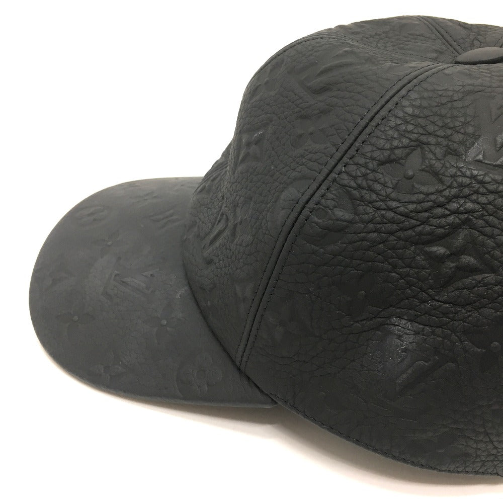 LOUIS VUITTON hat MP2605 Taurillon Clemence Leather black Monogram Newsboy cap 1.1 mens 58 Used Authentic