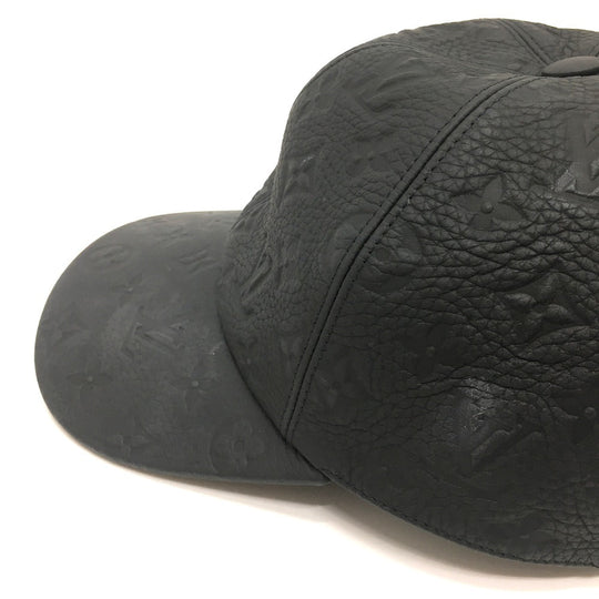 LOUIS VUITTON hat MP2605 Taurillon Clemence Leather black Monogram Newsboy cap 1.1 mens 58 Used Authentic