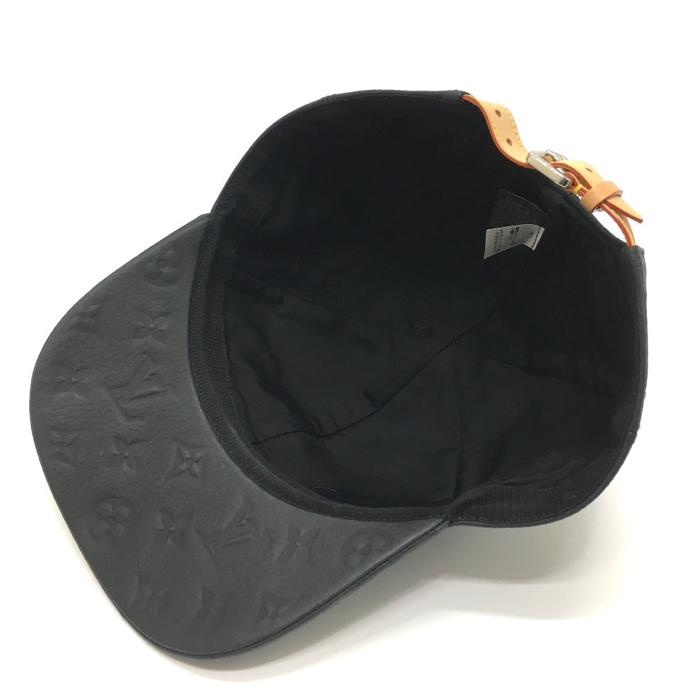 LOUIS VUITTON hat MP2605 Taurillon Clemence Leather black Monogram Newsboy cap 1.1 mens 58 Used Authentic