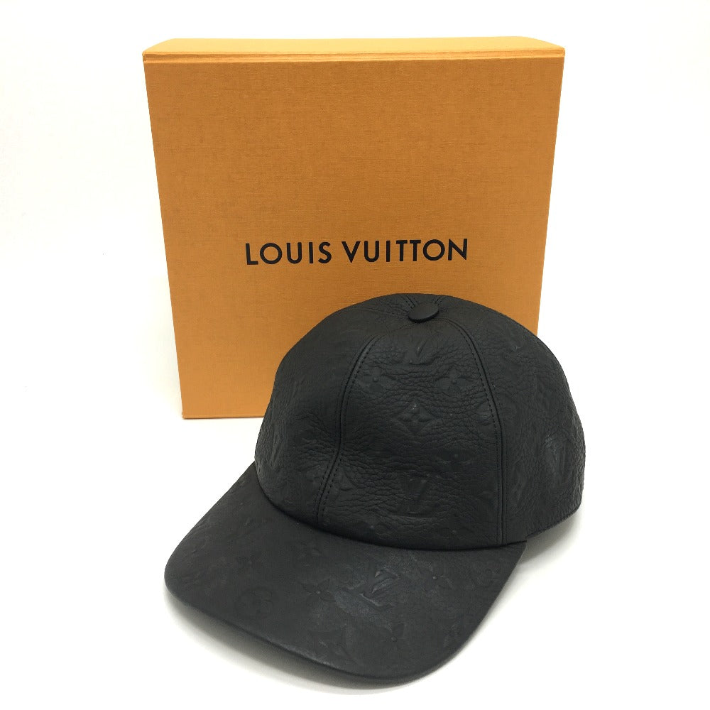 LOUIS VUITTON hat MP2605 Taurillon Clemence Leather black Monogram Newsboy cap 1.1 mens 58 Used Authentic