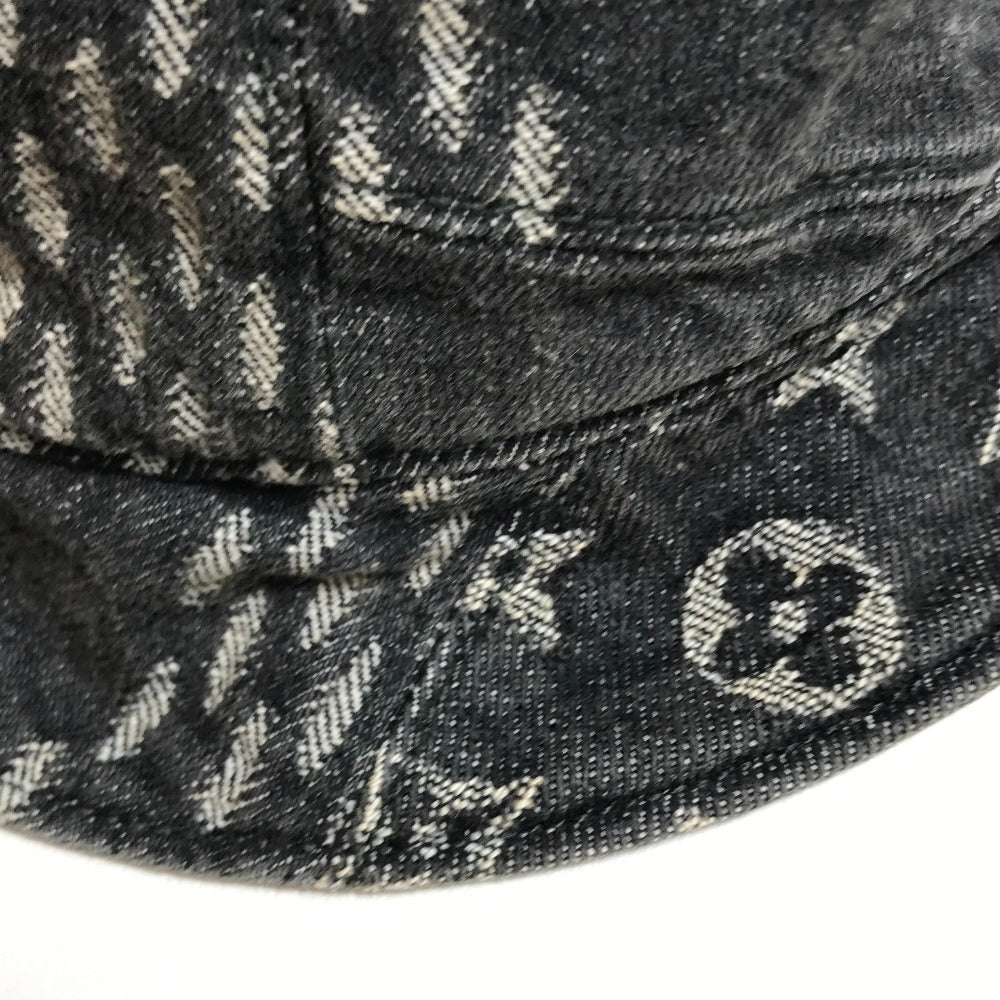 LOUIS VUITTON hat MP3244 cotton Black x white bonnet denim LV MADE Heart mens „M Used Authentic
