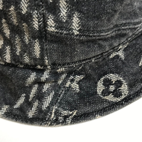 LOUIS VUITTON hat MP3244 cotton Black x white bonnet denim LV MADE Heart mens „M Used Authentic