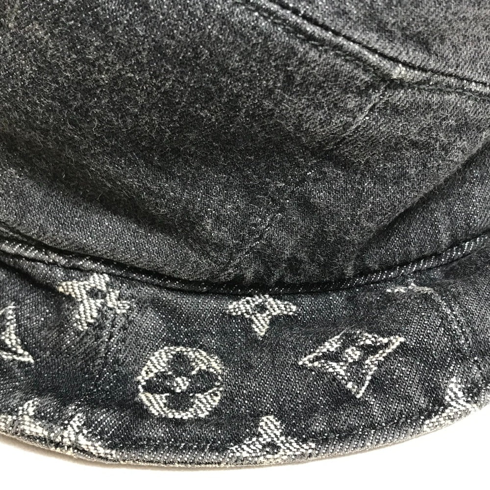 LOUIS VUITTON hat MP3244 cotton Black x white bonnet denim LV MADE Heart mens „M Used Authentic