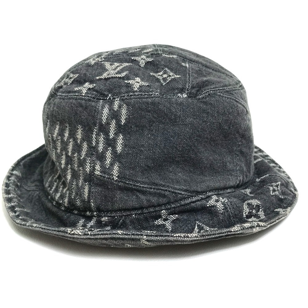 LOUIS VUITTON hat MP3244 cotton Black x white bonnet denim LV MADE Heart mens „M Used Authentic