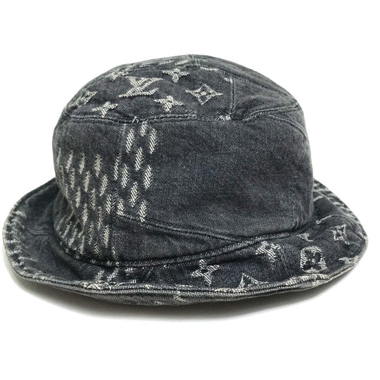 LOUIS VUITTON hat MP3244 cotton Black x white bonnet denim LV MADE Heart mens „M Used Authentic